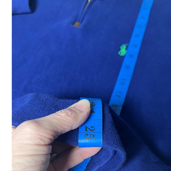Classic Polo Quarter Zip Knit Blue Green Pony Ralph Lauren Mens Small - Picture 7 of 10